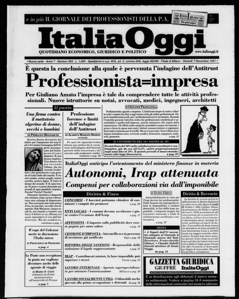 Italia oggi : quotidiano di economia finanza e politica